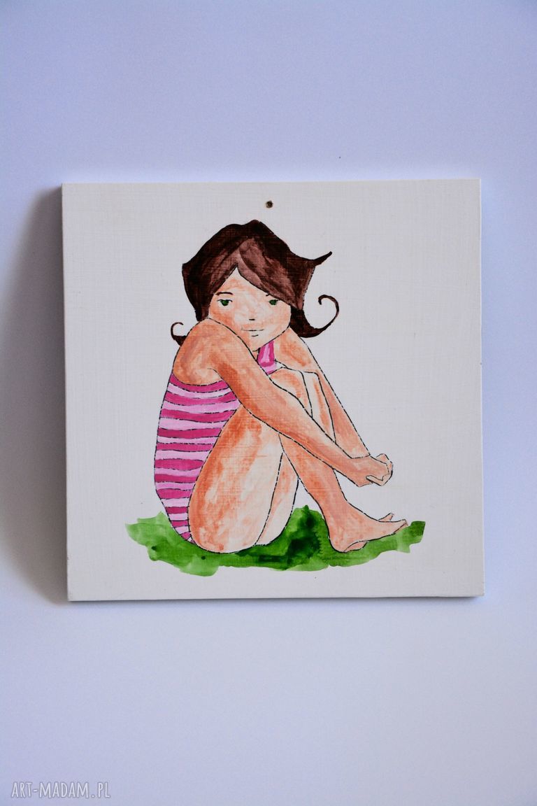 Ręcznie Wykonane Pokoik Dziecka Obrazek Malowany Z Dziewczynką 3241